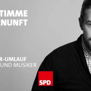 Ein Foto von Moderator Klaas Heufer-Umlauf mit dem Schriftzug "Meine Stimme für Vernunft". Das "V" bildet ein stilisiertes Herz.